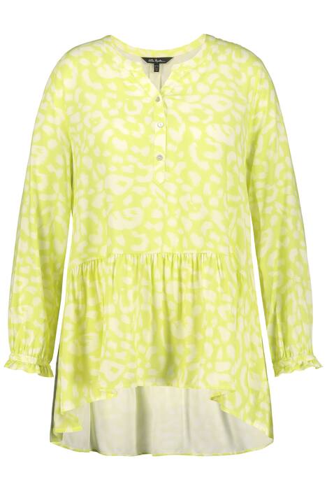 Halenka, leopardí vzor, tunikový výstřih, volány, dlouhé rukávy