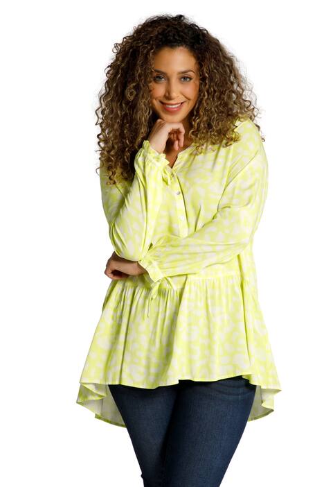 Halenka, leopardí vzor, tunikový výstřih, volány, dlouhé rukávy