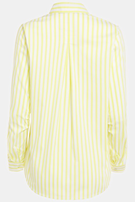 Streifenbluse, Hemdkragen, Langarm, Ellenbogen-Falten