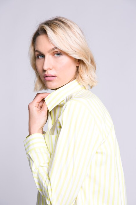 Streifenbluse, Hemdkragen, Langarm, Ellenbogen-Falten