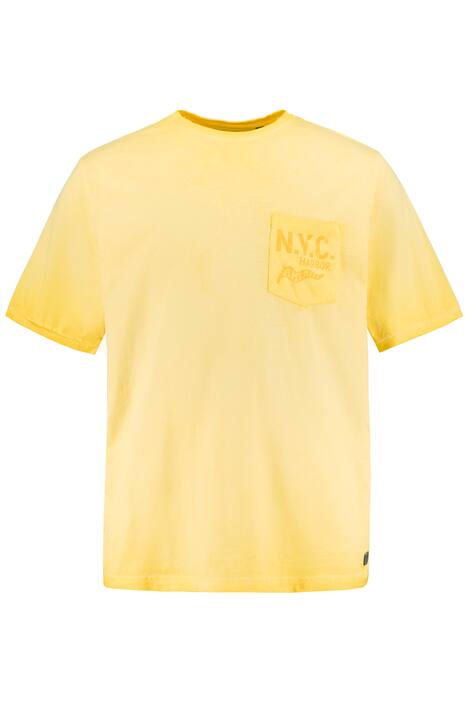 Tričko, krátké rukávy, batikované, náprsní kapsa, potisk