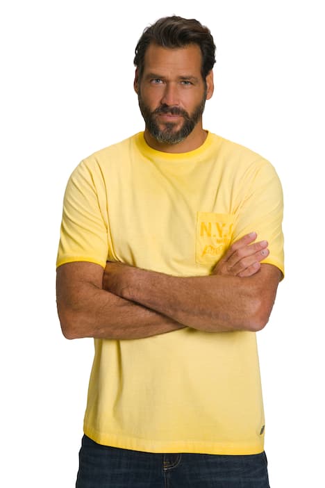 Tričko, krátké rukávy, batikované, náprsní kapsa, potisk