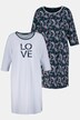 2 Pack of Long Round Neck Sleep Tees - LOVE, Scribble