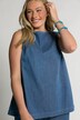Bluslinne, tencellook, classic, båthals, ärmlös, bomull