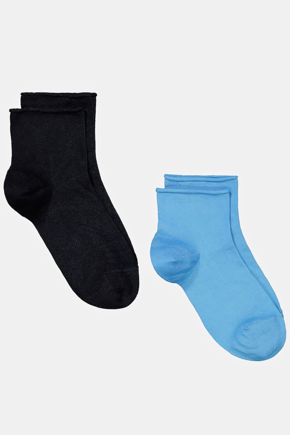 Plus Size 2 Pack of Roll Top Stretch Socks, Woman, blue, size: 4.5-6.5, cotton/synthetic fibers, Ulla Popken