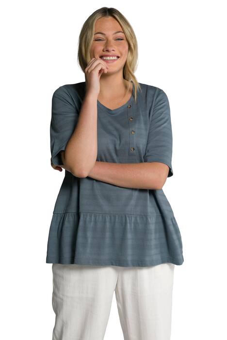 Tričko, knoflíky, A střih, kulatý výstřih, krátké rukávy, biobavlna