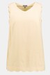 Scalloped Edge V-Neck Viscose/Linen Blend Tank