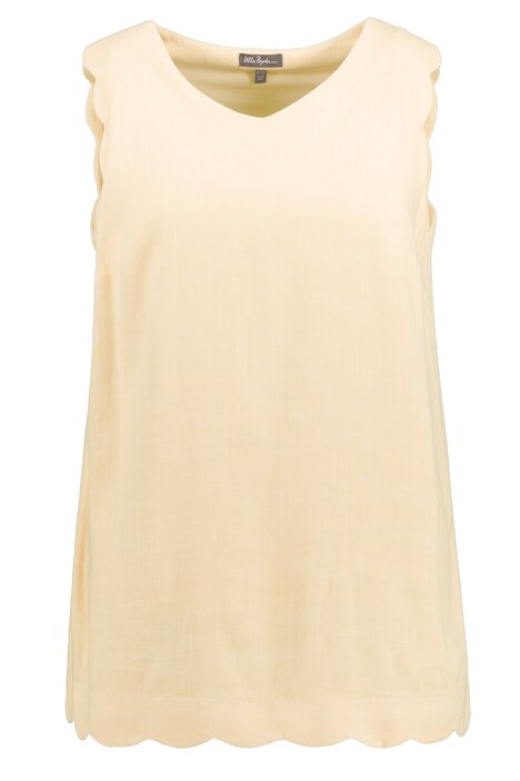 Top, Boxy střih, mušlové okraje, výstřih do V, bez rukávů