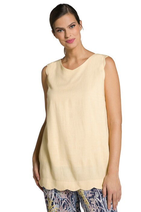 Top, Boxy střih, mušlové okraje, výstřih do V, bez rukávů