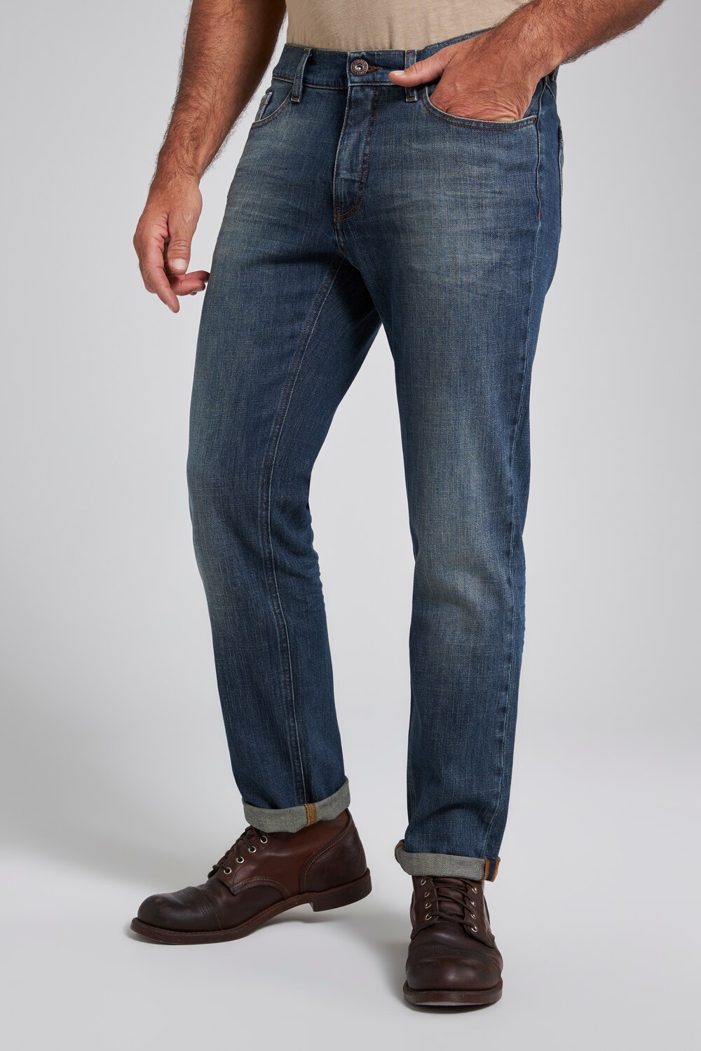 Grote Maten jeans, Heren, blauw, Maat: 114, Katoen, JP1880