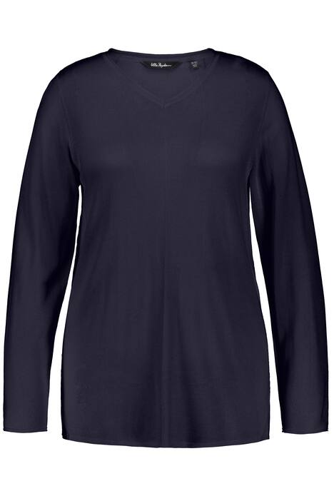 Svetr, ozdobný šev, výstřih do V, dlouhé rukávy