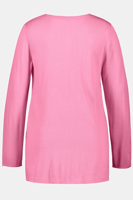 Tröja, dekorsöm, classic, v-ringning, lång ärm, sprund