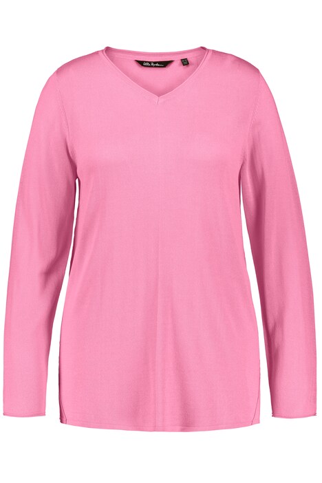 Svetr, ozdobný šev, výstřih do V, dlouhé rukávy