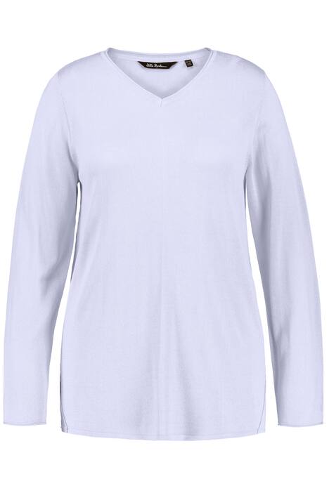 Svetr, ozdobný šev, výstřih do V, dlouhé rukávy