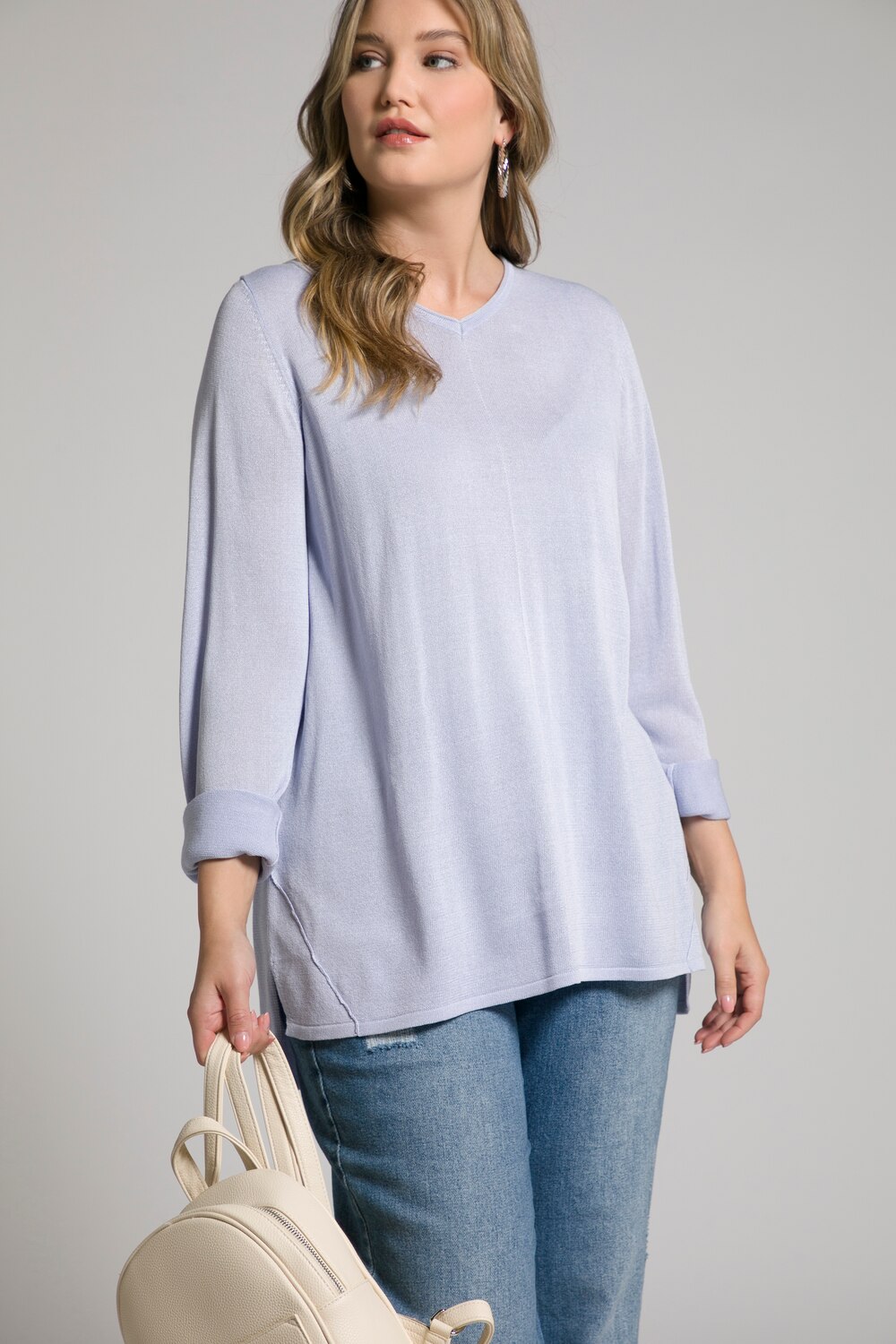 Grote Maten pullover, Dames, blauw, Maat: 46/48, Viscose/Synthetische vezels, Ulla Popken Grote Maten pullover, Dames, blauw, Maat: 46/48, Viscose/Synthetische vezels, Ulla Popken