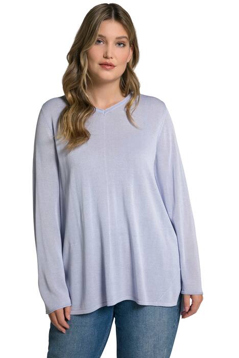 Svetr, ozdobný šev, výstřih do V, dlouhé rukávy