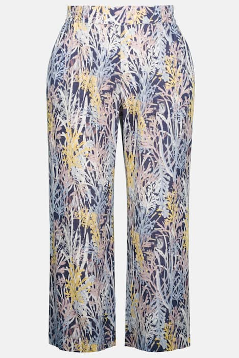 Culotte Mary, Gräser, weites Bein, Leinenmix