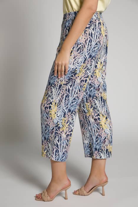 Culotte Mary, Gräser, weites Bein, Leinenmix