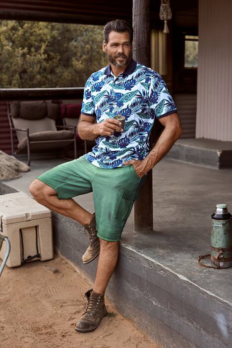 Koszulka polo w kwiaty, krótki rękaw, pika