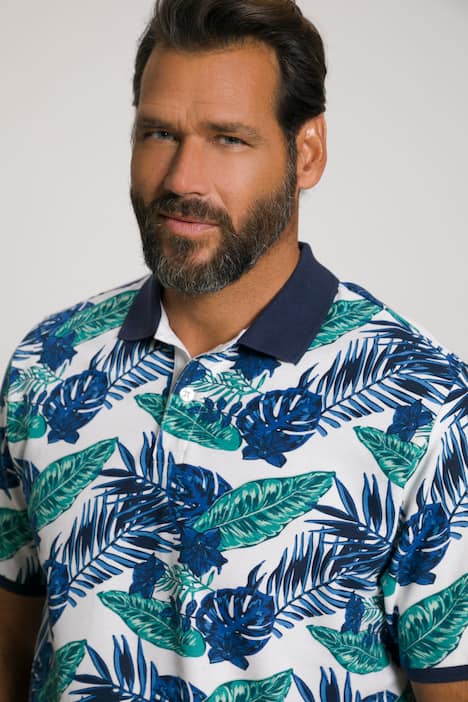 Koszulka polo w kwiaty, krótki rękaw, pika