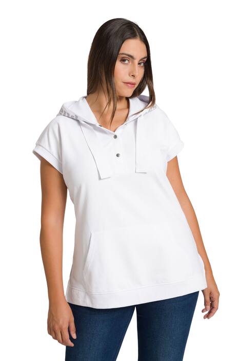 Teplákový top, oversize, kapuce, knoflíky, bez rukávů