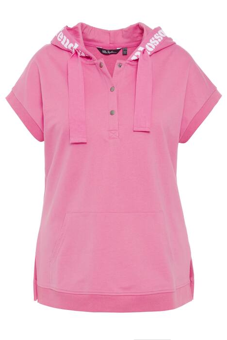 Teplákový top, oversize, kapuce, knoflíky, bez rukávů