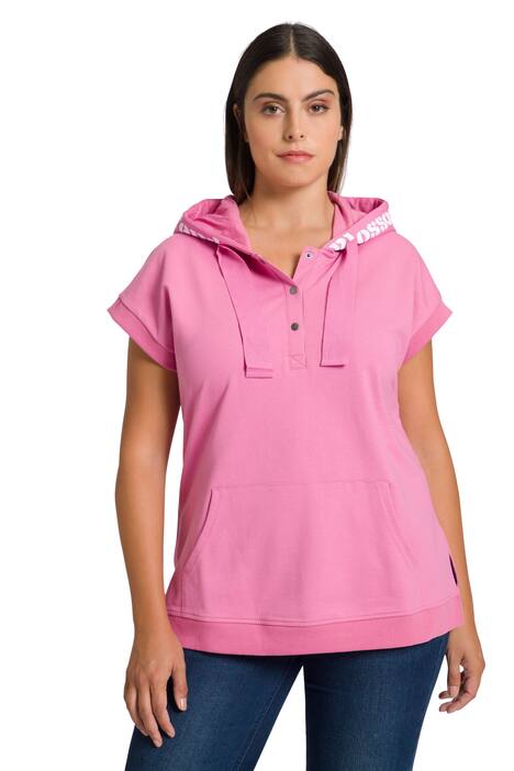 Teplákový top, oversize, kapuce, knoflíky, bez rukávů