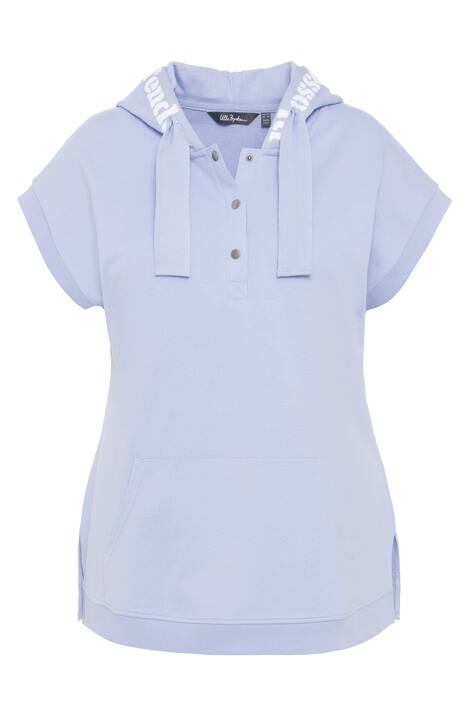 Teplákový top, oversize, kapuce, knoflíky, bez rukávů