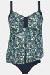 Tankini, tvådelad, blommor, längre överdel, softcups
