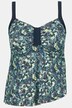 Tankini, tvådelad, blommor, längre överdel, softcups