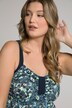 Tankini, tvådelad, blommor, längre överdel, softcups