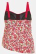Tiny Floral Tab Gathered Asymmetric Hem Front Lined Tankini Set