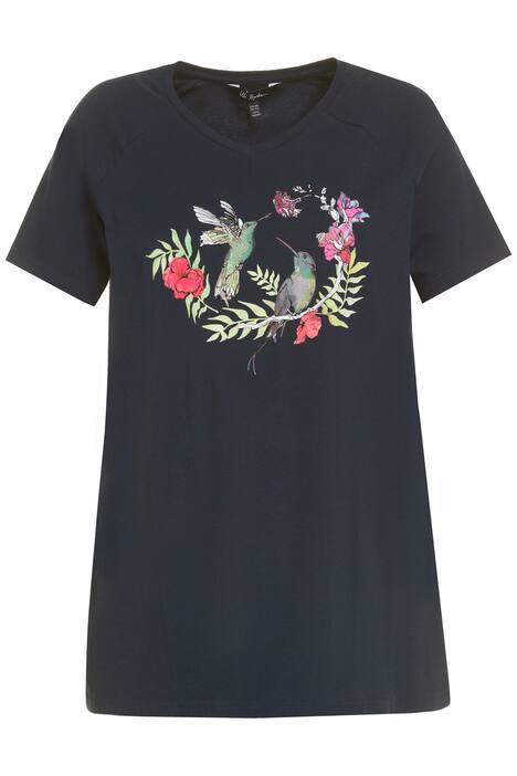 Tričko, kolibřík, A střih, výstřih do V, krátké rukávy