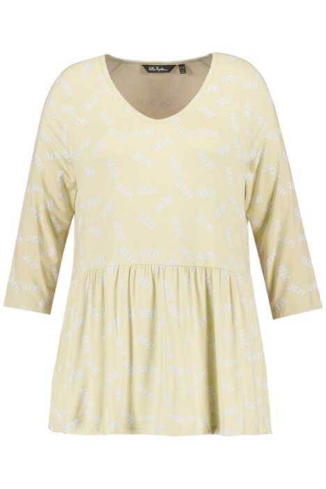 Tričko, HEY, A střih, volán, výstřih do V, 3/4 rukávy