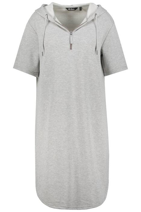 Teplákové šaty, písmenkový potisk, kapuce, oversize, krátké rukávy