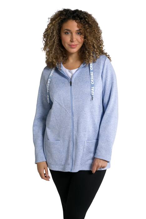 Bunda z pleteného flísu, melírovaná, kapuce