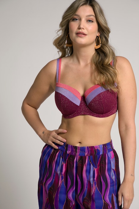 Glitter Colorblock Underwire Front Lined Swimsuit