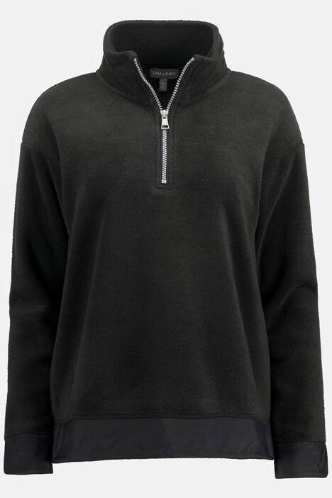 Fleece-Sweatshirt, Stehkragen, Langarm, Taft-Saum, pflegeleicht
