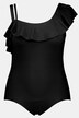 Asymmetric Ruffed Shoulder Front Lined Swimsuit