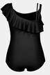 Asymmetric Ruffed Shoulder Front Lined Swimsuit
