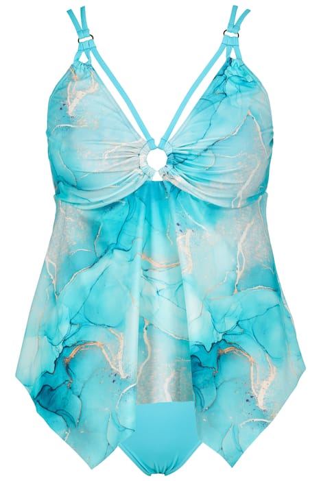 Tankiny, mramorový potisk, cípoový lem, měkké košíčky