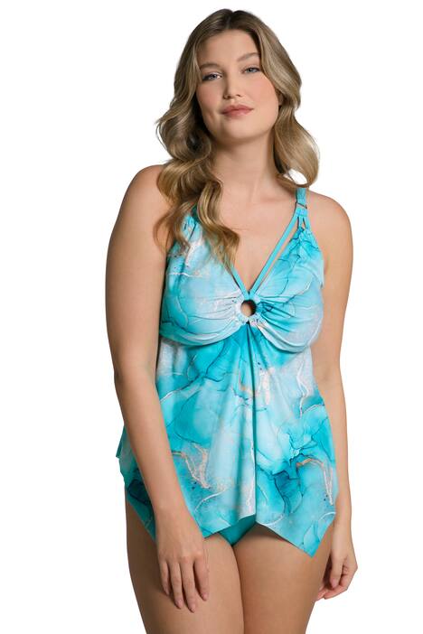 Tankiny, mramorový potisk, cípoový lem, měkké košíčky