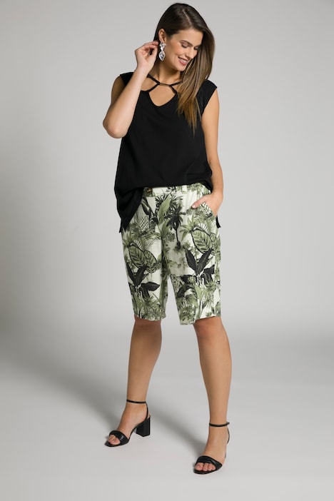 molen Scepticisme satire Tropical Leaf Print Wide Leg Mary Fit Bermuda Shorts | Shorts | Pants