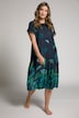 Strandkleid, Blätter, A-Linie, Rundhals, Halbarm