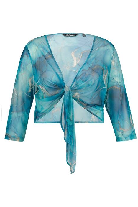 Bolerko, mramorový vzor, výstřih do V, 3/4 rukávy, síťovina