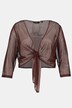 Sheer Mesh Open Front Tie Hem Bolero Jacket