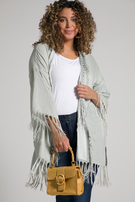 Fringe Accent Open Front Kimono Style Shirt | all Blouses | Blouses