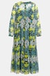 Maxikleid, A-Line, Langarm, Volants, Snake-Print