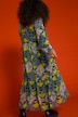 Maxikleid, A-Line, Langarm, Volants, Snake-Print