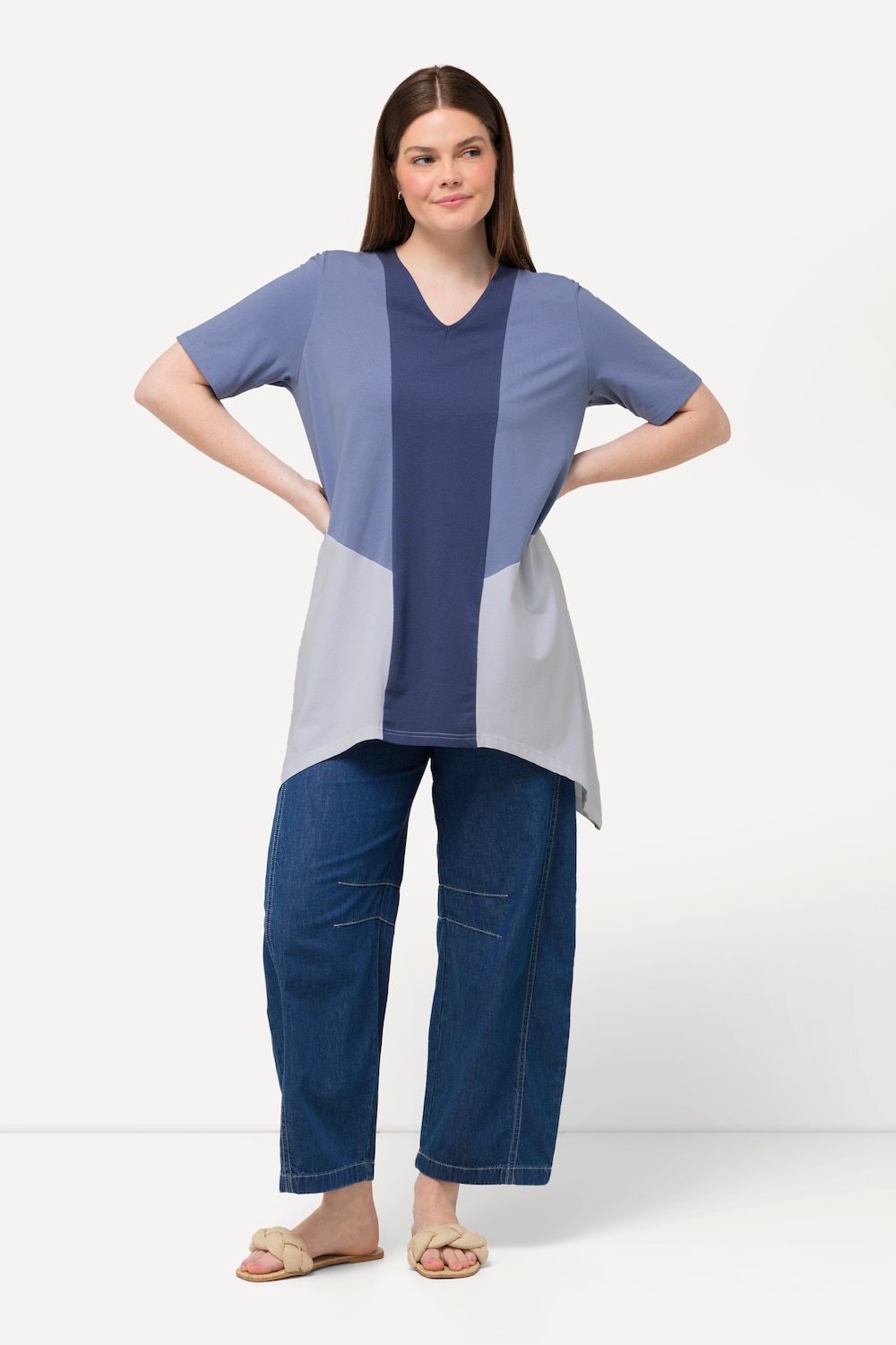 Große Größen T-Shirt, Damen, blau, Größe: 50/52, Baumwolle, Ulla Popken